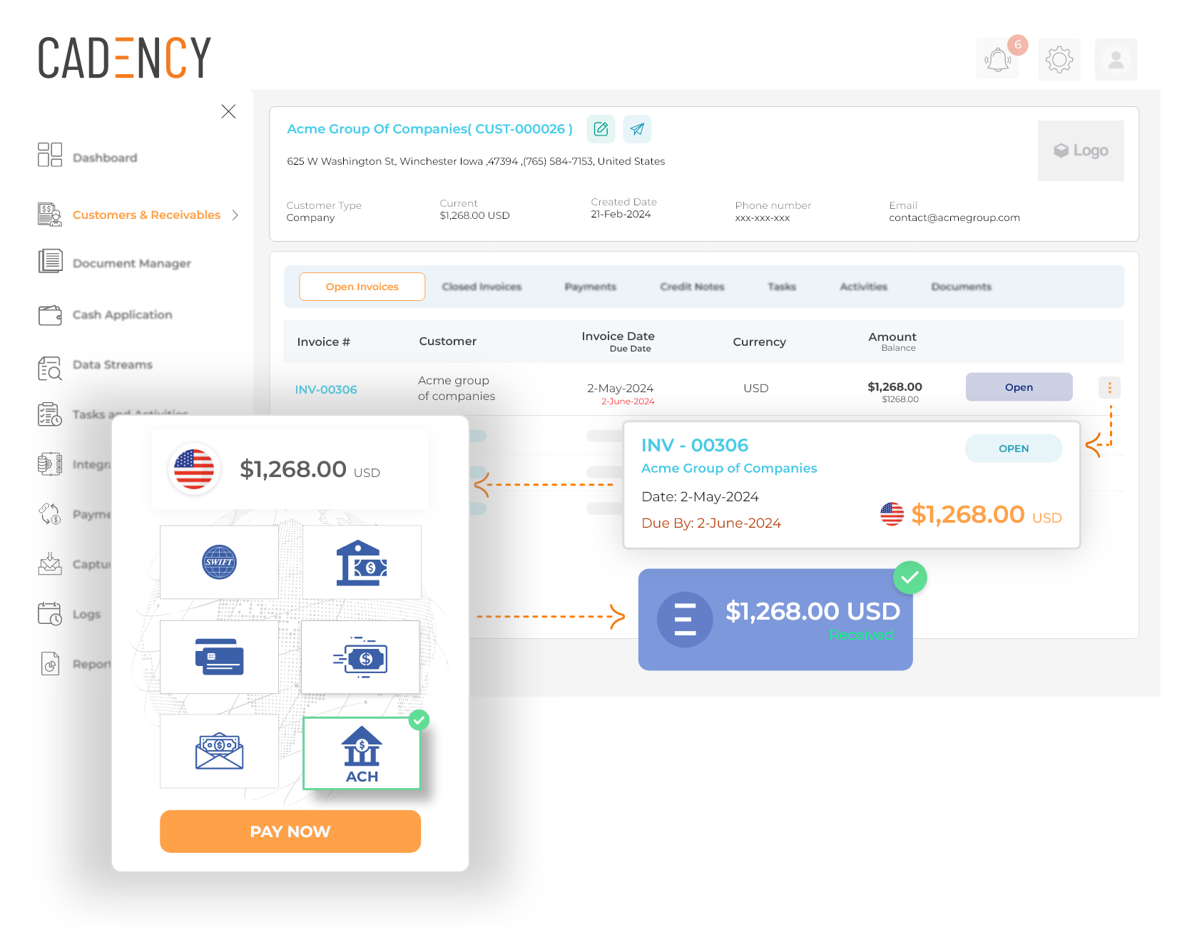 Accept ACH Payments from US Customers | Cadency